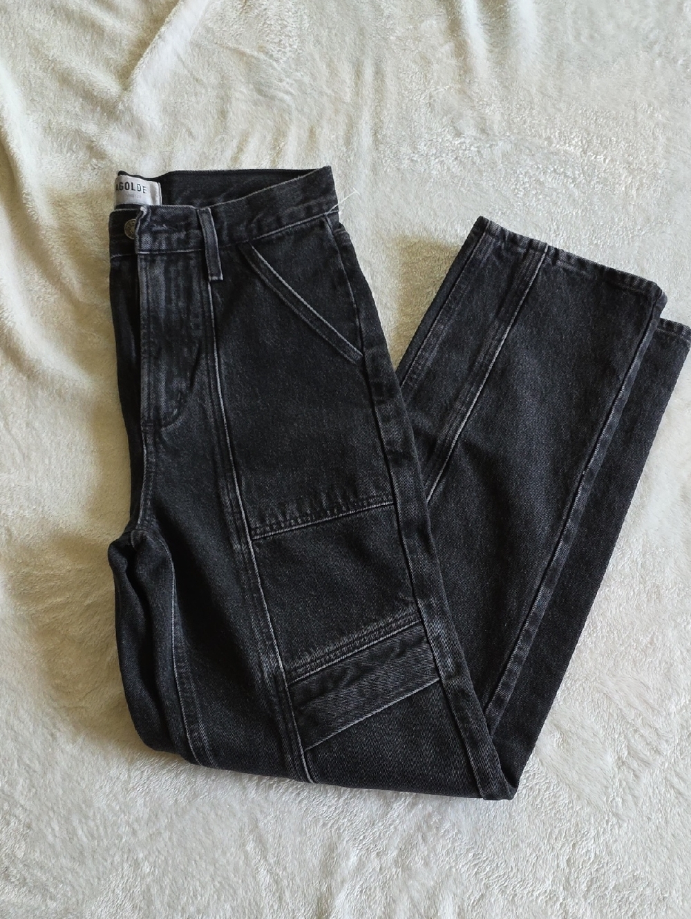 Agolde Black Straight Panel Jeans for Men
